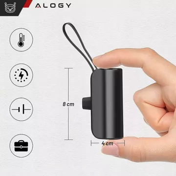 PowerBank 5000mAh Alogy pocket power bank small external charger Power Bank USB-C and lightning Black