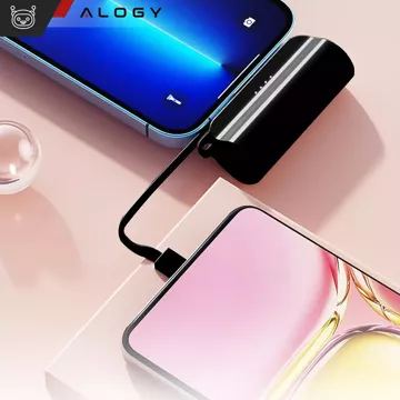 PowerBank 5000mAh Alogy pocket power bank small external charger Power Bank USB-C and lightning Black