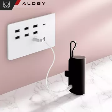 PowerBank 5000mAh Alogy pocket power bank small external charger Power Bank USB-C and lightning Black