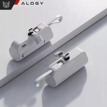 PowerBank 5000mAh Alogy pocket power bank small external charger Power Bank USB-C and lightning White