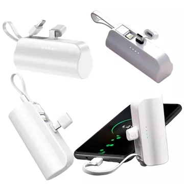 PowerBank 5000mAh Alogy pocket power bank small external charger Power Bank USB-C and lightning White