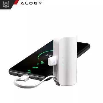 PowerBank 5000mAh Alogy pocket power bank small external charger Power Bank USB-C and lightning White