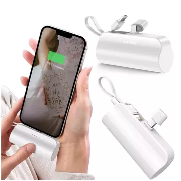 PowerBank 5000mAh Alogy pocket power bank small external charger Power Bank USB-C and lightning White