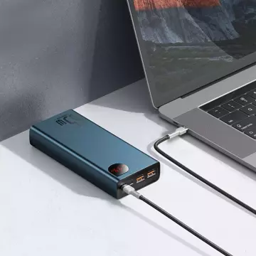 Powerbank Baseus Adaman Metal 20000mAh, PD, QC 3.0, 65W, 2xUSB   USB-C   micro USB, (niebieski)