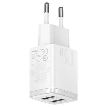 Powerful Baseus Compact 2x USB 2.1A 10.5W Wall Charger White