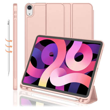 Protective Case Alogy Book Cover Pencil Case Case with Pen Holder for Apple iPad Air 4 2020 / Air 5 2022 10.9" Pink