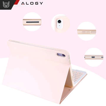 Protective Case with Wireless Keyboard Alogy Keyboard Case with Pen Holder for Apple iPad 10.9 2022 Pink