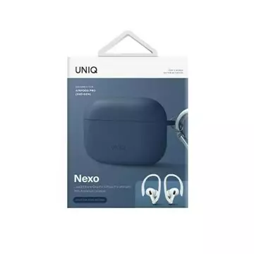 Protective case for UNIQ headphones case for Nexo AirPods Pro 2 gen Ear Hooks Silicone blue/caspian blue