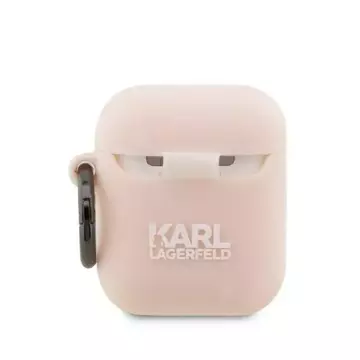 Protective case for headphones Karl Lagerfeld KLA2RUNCHP for Apple AirPods 1/2 cover pink/pink Silicone Choupette Head 3D