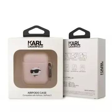 Protective case for headphones Karl Lagerfeld KLA2RUNCHP for Apple AirPods 1/2 cover pink/pink Silicone Choupette Head 3D