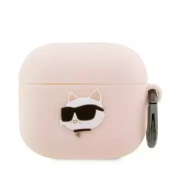 Protective case for headphones Karl Lagerfeld KLA3RUNCHP for Apple AirPods 3 cover pink/pink Silicone Choupette Head 3D