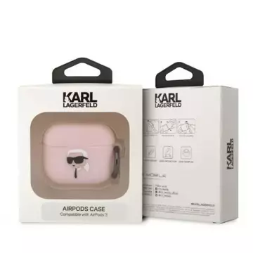 Protective case for headphones Karl Lagerfeld KLA3RUNIKP for Apple AirPods 3 cover pink/pink Silicone Karl Head 3D