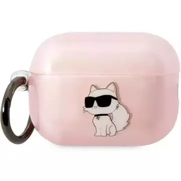 Protective case for headphones Karl Lagerfeld KLAP2HNCHTCP for Apple AirPods Pro 2 cover pink/pink Ikonik Choupette