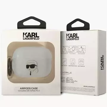 Protective case for headphones Karl Lagerfeld KLAP2HNIKTCT for Apple AirPods Pro 2 cover transparent Ikonik Karl Lagerfeld