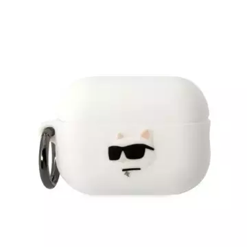 Protective case for headphones Karl Lagerfeld KLAP2RUNCHH for Apple AirPods Pro 2 cover white/white Silicone Choupette Head 3D