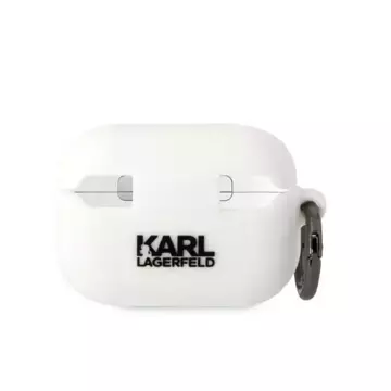 Protective case for headphones Karl Lagerfeld KLAP2RUNCHH for Apple AirPods Pro 2 cover white/white Silicone Choupette Head 3D