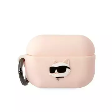 Protective case for headphones Karl Lagerfeld KLAP2RUNCHP for Apple AirPods Pro 2 cover pink/pink Silicone Choupette Head 3D