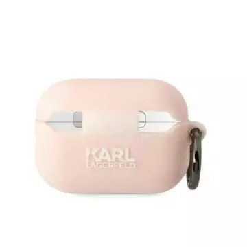 Protective case for headphones Karl Lagerfeld KLAP2RUNCHP for Apple AirPods Pro 2 cover pink/pink Silicone Choupette Head 3D