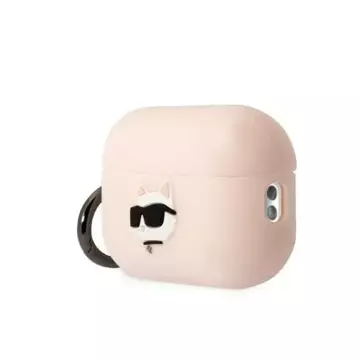 Protective case for headphones Karl Lagerfeld KLAP2RUNCHP for Apple AirPods Pro 2 cover pink/pink Silicone Choupette Head 3D