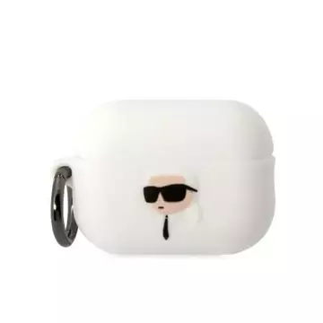 Protective case for headphones Karl Lagerfeld KLAP2RUNIKH for Apple AirPods Pro 2 cover white/white Silicone Karl Head 3D