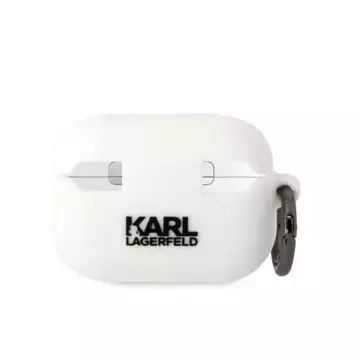 Protective case for headphones Karl Lagerfeld KLAP2RUNIKH for Apple AirPods Pro 2 cover white/white Silicone Karl Head 3D