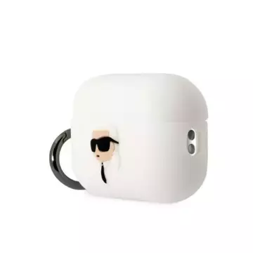 Protective case for headphones Karl Lagerfeld KLAP2RUNIKH for Apple AirPods Pro 2 cover white/white Silicone Karl Head 3D