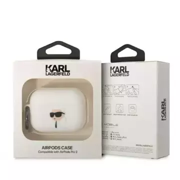 Protective case for headphones Karl Lagerfeld KLAP2RUNIKH for Apple AirPods Pro 2 cover white/white Silicone Karl Head 3D