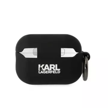 Protective case for headphones Karl Lagerfeld KLAP2RUNIKK for Apple AirPods Pro 2 cover black/black Silicone Karl Head 3D