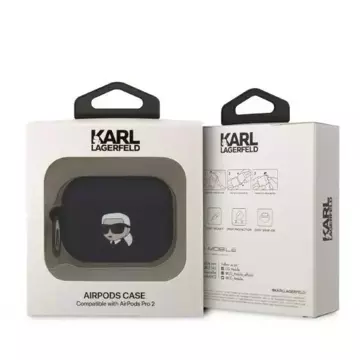 Protective case for headphones Karl Lagerfeld KLAP2RUNIKK for Apple AirPods Pro 2 cover black/black Silicone Karl Head 3D