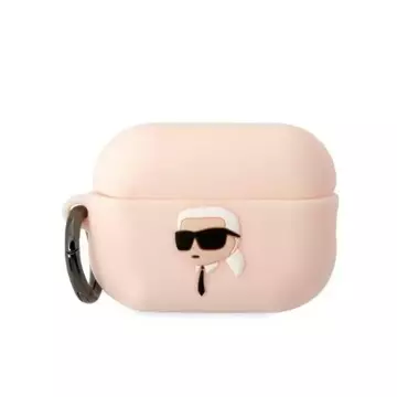 Protective case for headphones Karl Lagerfeld KLAP2RUNIKP for Apple AirPods Pro 2 cover pink/pink Silicone Karl Head 3D