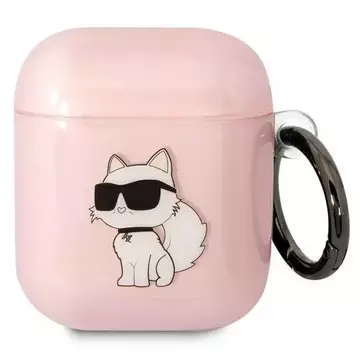 Protective case for headphones Karl Lagerfeld for Airpods 1/2 cover pink/pink Ikonik Choupette