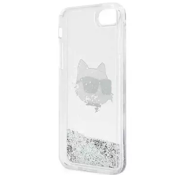 Protective phone case Karl Lagerfeld KLHCI8LNCHCS for Apple iPhone 7/8/ SE 2020/2022 silver/silver hardcase Glitter Choupette Head