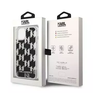 Protective phone case Karl Lagerfeld KLHCP14SLMNMK for Apple iPhone 14 6.1" hardcase black/black Liquid Glitter Monogram