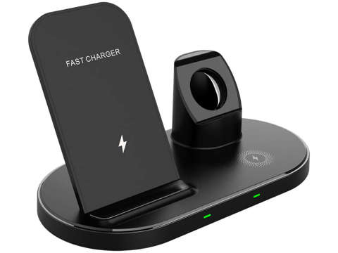 Qi 3in1 W55 wireless induction charger for iPhone/AirPods/Watch Black