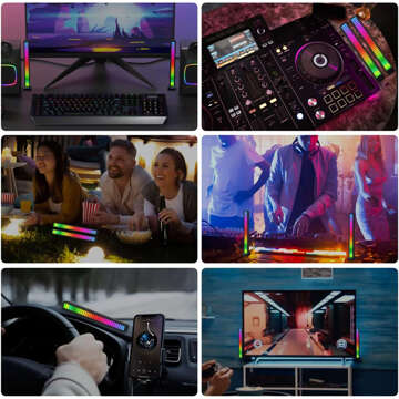 RGB LED lamp USB lamp flashing to the rhythm of music Smart Bar 18cm colorful 32bit Gaming Alogy Black