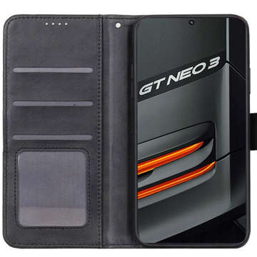 Realme GT Neo 3 Global Alogy Magnetic Leather Flip Wallet Case Black