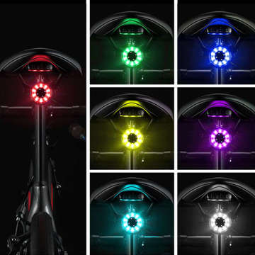 Rear bicycle light waterproof RockBros Q1 7x color LED USB under the saddle lighting rear light