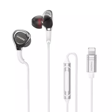 Remax wired metal in-ear headphones with lightning volume control 1.2m silver (RM-655is)