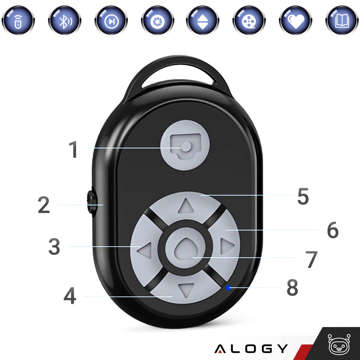 Remote controller Bluetooth remote control for phone control, taking photos, recordings, scrolling Alogy Black