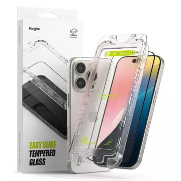 Ringke Easy Slide Tempered Glass 2-pack for IPhone 16 Pro Max Black