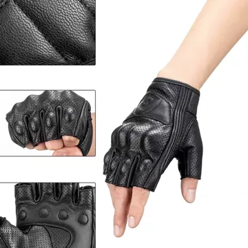 Rockbros 16220006002 M leather motorcycle gloves - black