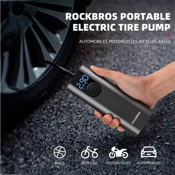 Rockbros 42720001001 electric bicycle pump with LED display USB-C - USB-A cable - black