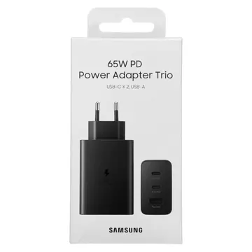 Samsung wall charger 2x USB Type C / USB PPS, Power Delivery PD 65W, QC 3.0, AFC, FCP black (EP-T6530NBEGEU)