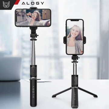 Selfie Stick Alogy Phone Holder Photo Tripod 103cm Bluetooth Remote Control Black