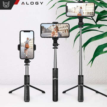 Selfie Stick Alogy Phone Holder Photo Tripod 103cm Bluetooth Remote Control Black