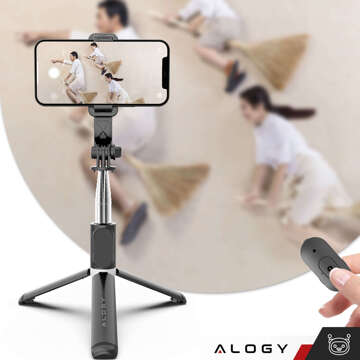 Selfie Stick Alogy Phone Holder Photo Tripod 103cm Bluetooth Remote Control Black