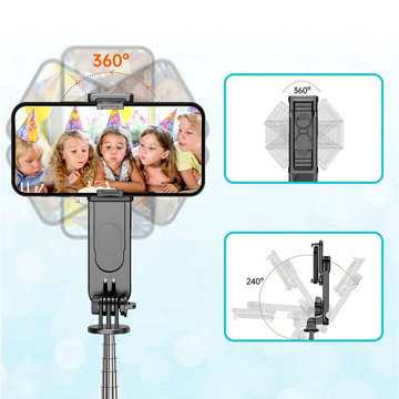 Selfie Stick Tripod L15 Tripod L15 Phone Holder with LED Lamp Bluetooth Remote Control Black