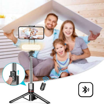 Selfie Stick Tripod L15 Tripod L15 Phone Holder with LED Lamp Bluetooth Remote Control Black