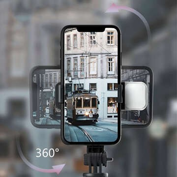 Selfie Stick Tripod Roreta Wireless Bluetooth tripod with LED light Black