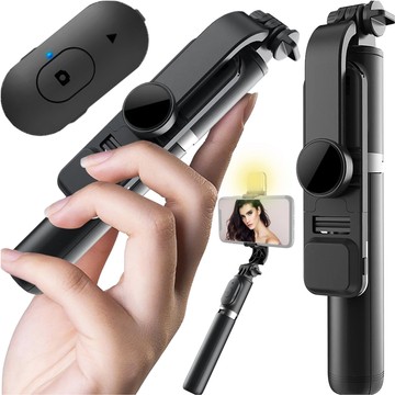 Selfie Stick Tripod Roreta Wireless Bluetooth tripod with LED light Black